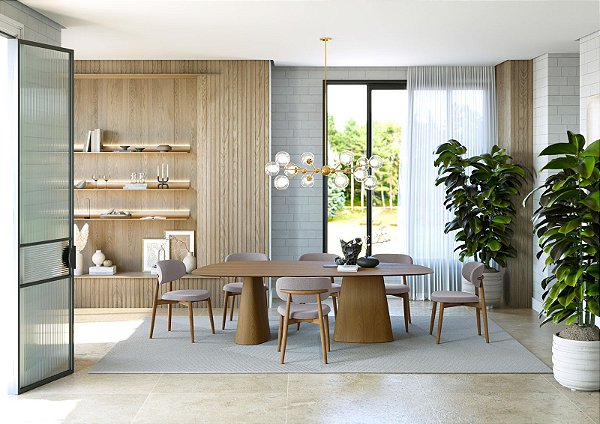 CONJUNTO MESA BERLIM 2,50X1,30 COM 8 CADEIRAS - NOMADESIGN