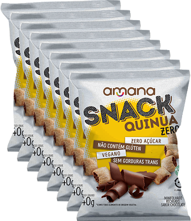 SNACK DE QUINUA RECHEADO SABOR CHOCOLATE ZERO PACK C/ 8