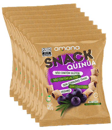 SNACK DE QUINUA RECHEADO DE AÇAÍ PACK C/ 8