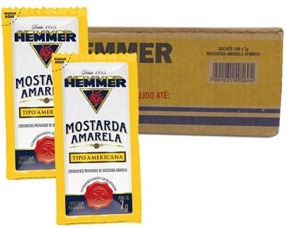 Mostarda Sachê 7 g Caixa c/ 190 un - Hemmer
