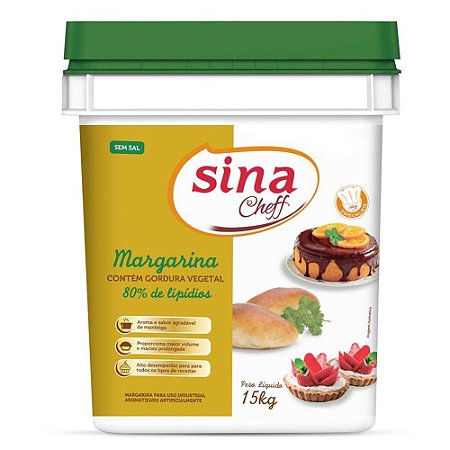 Margarina sem Sal 80% de Lipídeos Balde 15 kg - Sina