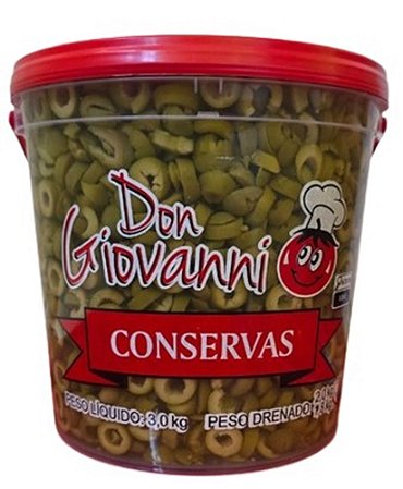 Azeitona Verde Fatiada Balde 1,8 kg - Don Giovanni