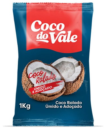 Coco Ralado Umido e Adoçado Pacote 1 kg - Coco do Vale