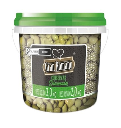 Azeitona Verde s/ Caroço 20/24 Balde 2 kg - Gran Romano