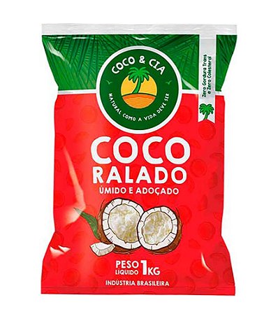 Coco Ralado Umido e Adoçado Pacote 1 kg - Coco & Cia