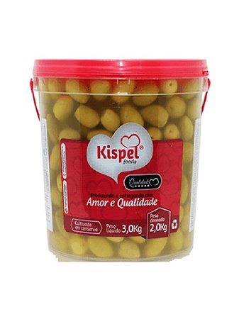Azeitona Verde c/ Caroço 20/24 Balde 2 kg - Kispel