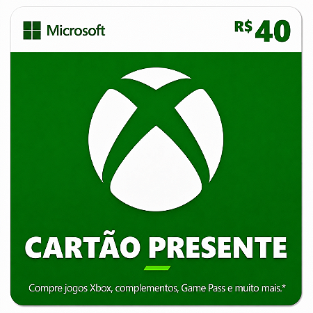 Microsoft Xbox Gift Card Saldo R$40 Reais