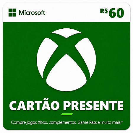 Microsoft Xbox Gift Card Saldo R$60 Reais