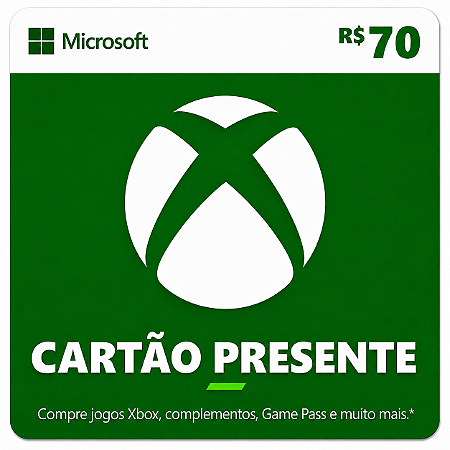 Microsoft Xbox Gift Card Saldo R$70 Reais