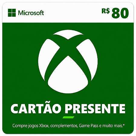 Microsoft Xbox Gift Card Saldo R$80 Reais