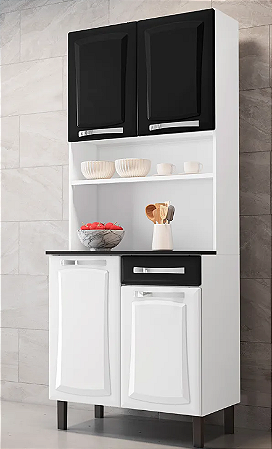 Cozinha - Pratik - 4P - 1G - Branco/Preto