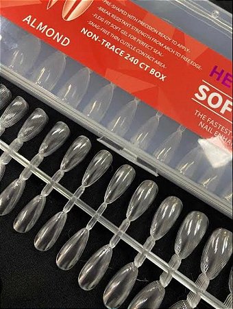 Helen Color Soft Gel Tip Almod Transparente 240 peças