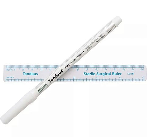 Caneta Branca Marcadora com Régua