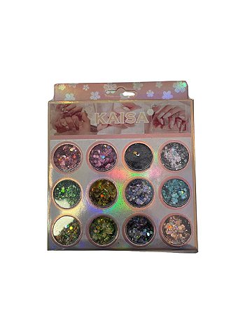 Kaisa Kit 12 Peças Glitter Flocado Clorido