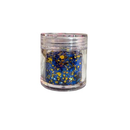 Potinho de Glitter Azul e Dourado