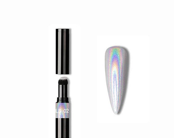 Caneta Pó Cromo Prata Holográfica LS02