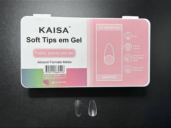 CAIXA 500 UNHAS POSTIÇAS SOFT GEL KAISA - Almond