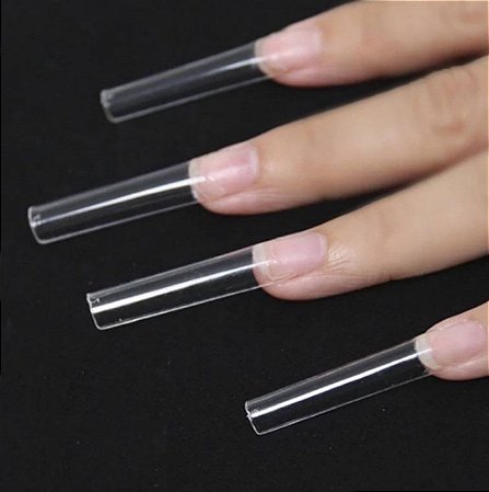 CAIXA 100 TIPS LONGA - CURVATURA C TRANSPARENTE