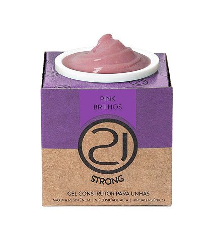Nails 21 Gel Ecoline Strong Pink Brilhos 34g