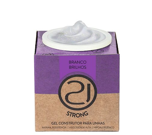 Nails 21 Gel Ecoline Strong Branco Brilhos 34g
