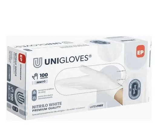 Unigloves Luva EP Nitrílica Branca 100un