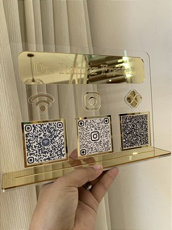 Placa Qr Code Acrílico - 3 Espaços