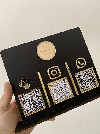 Placa Qr Code - 3 Espaços (Fundo MDF)