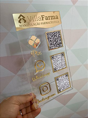Placa Qr Code Acrílico - 03 Espaços