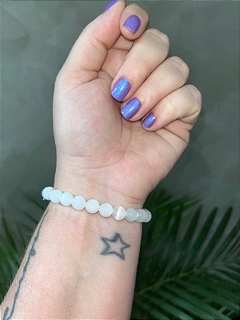Pulseira de Selenita 8mm – Limpeza energética e espiritual, Calma e Paz