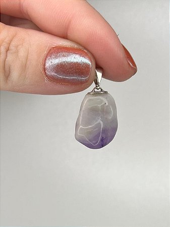 Pingente de Ametista Chevron Rolada - Intuição, Transmutação, Paz Profunda