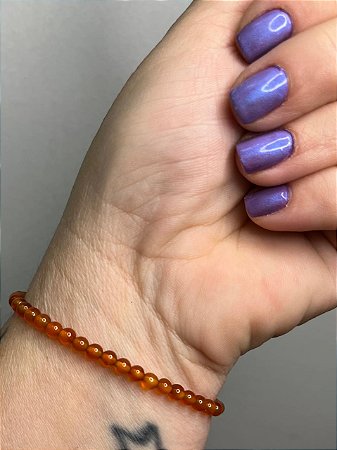 Pulseira de Cornalina Esfera 4mm - Vivacidade, Coragem, Motivação