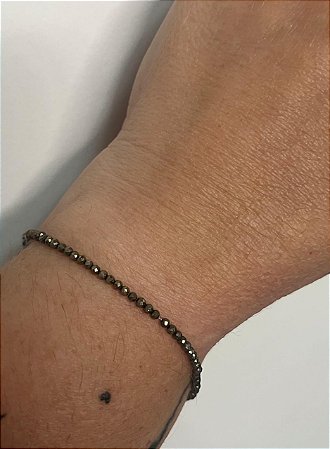Pulseira Pirita 2mm Multifacetada - Prosperidade, Riqueza, Brilho Pessoal