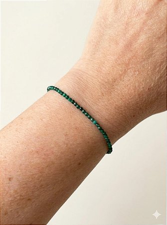 Pulseira Malaquita 2 mm Multifacetada - Beleza, Autenticidade, Saúde, Vitalidade
