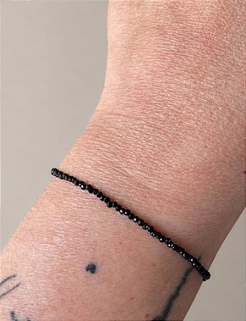 Pulseira de Turmalina Negra 2 mm Multifacetada - Proteção energética, escudo,