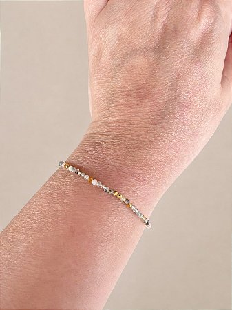 Pulseira de Quartzo Rutilado 2 mm Multifacetada - Manifestação, Clareza e Propósito com Poder