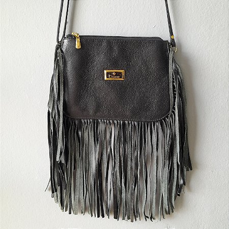 bolsa franjinhas couro