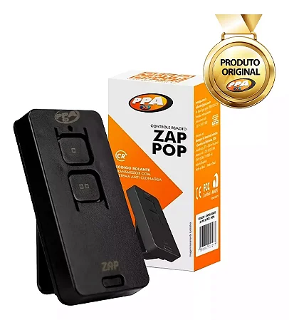 Controle Remoto Ppa Tx Zap Pop 433mhz Preto 2 Botões