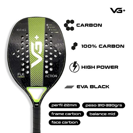 Raquete VG  Full Carbon Action Verde