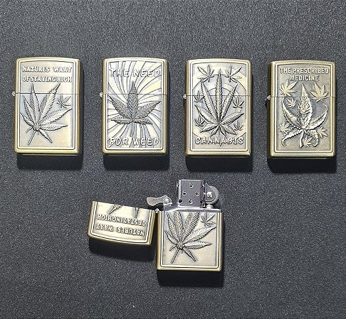Isqueiro de metal Estilo Zippo Marihuana