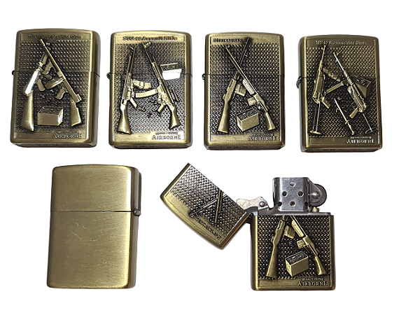 Isqueiro de metal clássico estilo Zippo atacado Coleção Guns 2