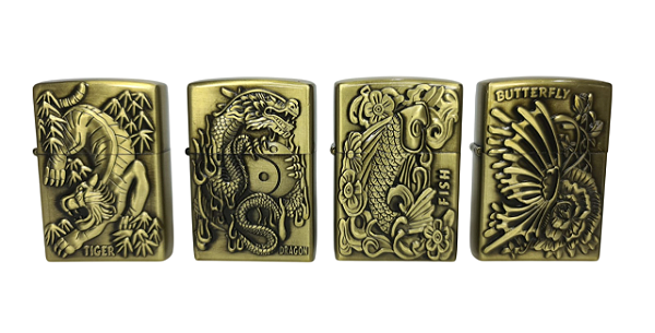 Isqueiro de metal Vintage estilo Zippo atacado Coleção Animais