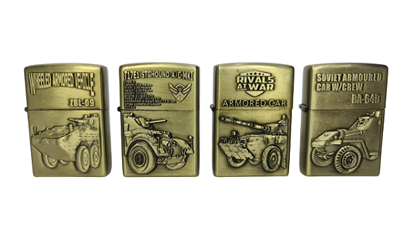 Isqueiro de metal clássico estilo Zippo atacado Coleção Carros de guerra