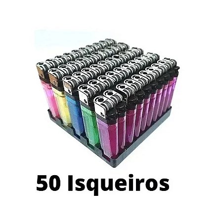 Isqueiro transparente faísca caixa com 50 unidades ATACADO