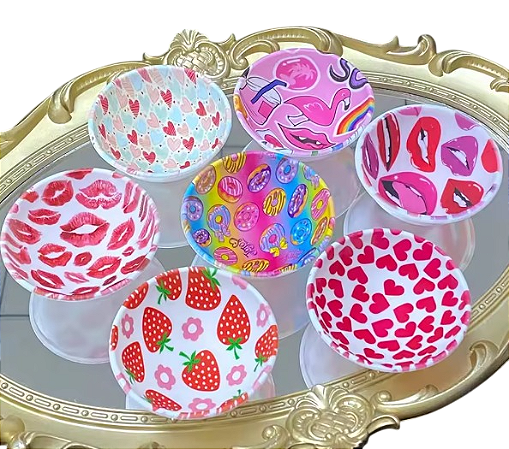 Cuia de silicone Estampada Coração e boca Importada alta qualidade Bowl de Silicone 5 unidades