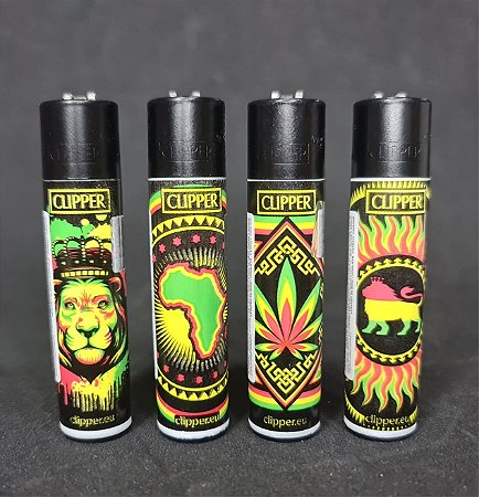 Isqueiro Clipper atacado coleção nova Rasta Stencils com 24 unidades