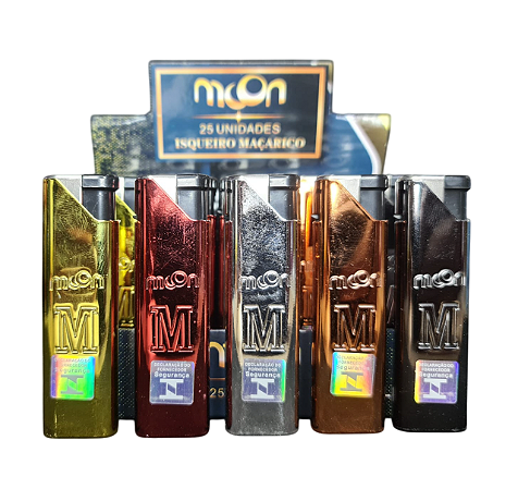 Maçarico Moon de metal caixa com 25 unidades recarregável