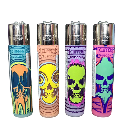 Isqueiro Clipper atacado coleção nova NAtural Skulls com 24 unidades