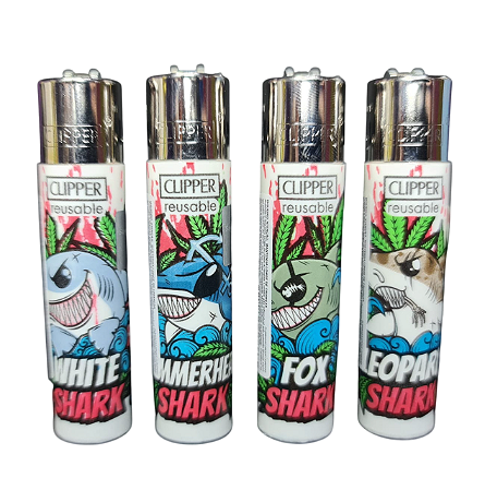 Isqueiro Clipper atacado coleção nova Shark Weed com 24 unidades