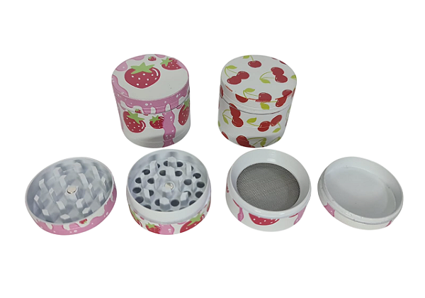 Triturador de metal rosa 4 partes com pá de extração