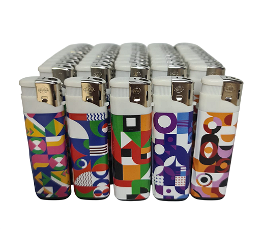 Caixa isqueiro descartável automático com 50 estampado série 1